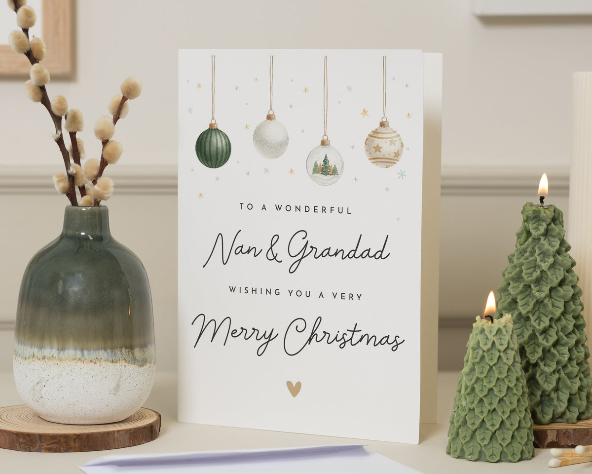 Christmas Card for Nan and Grandad, Grandparents Christmas Card, Personalised Christmas Card, Merry Christmas Card for Grandad