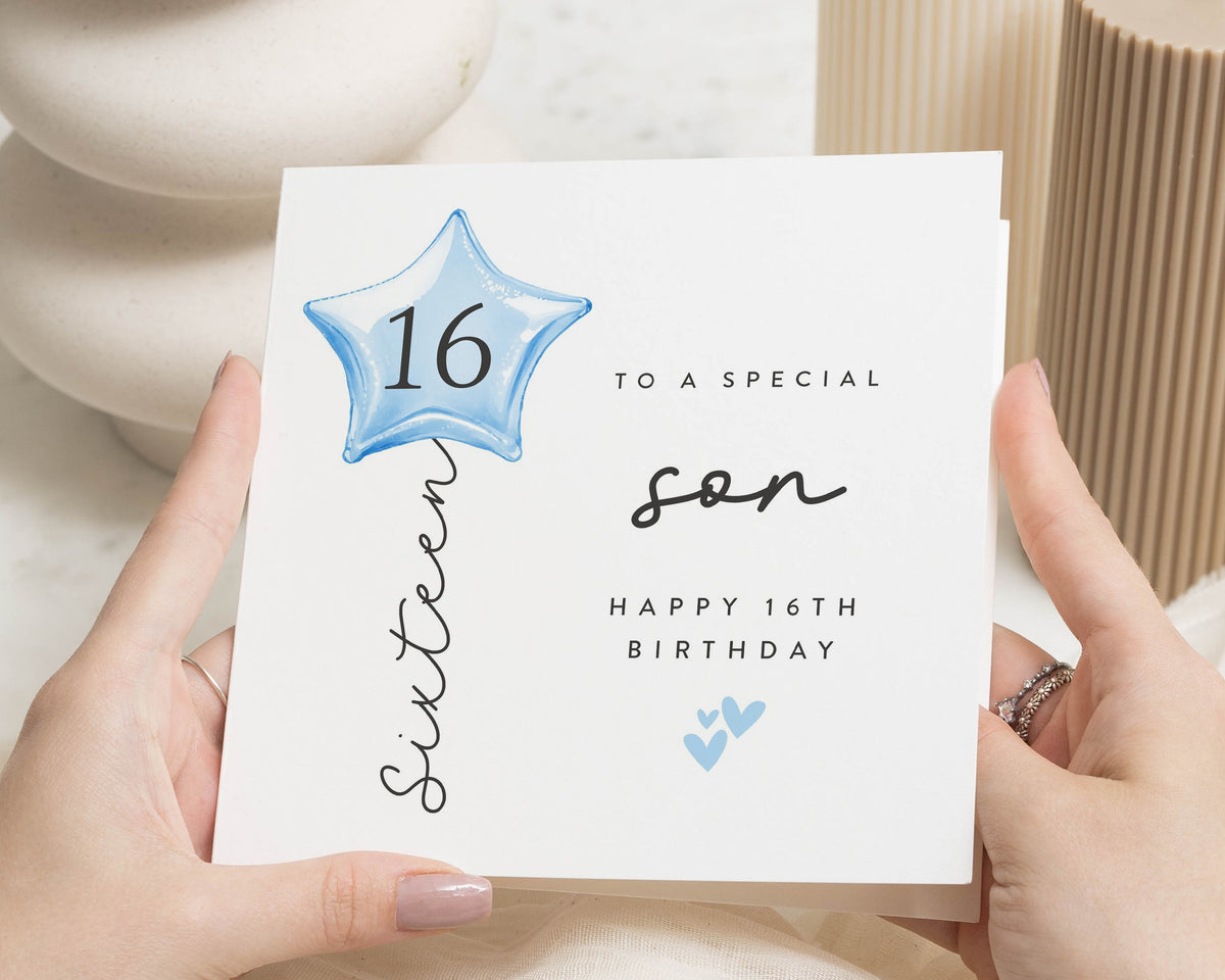 16th Birthday Card for Son, Son 16th Birthday Card, Happy 16th Birthday Card, Personalised Birthday Card for Boy, Age 16 Card