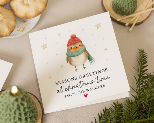 Christmas Card, Personalised Christmas Card, Robin Christmas Card, Christmas Card for Family, Cute Christmas Card, Seasons Greetings Card
