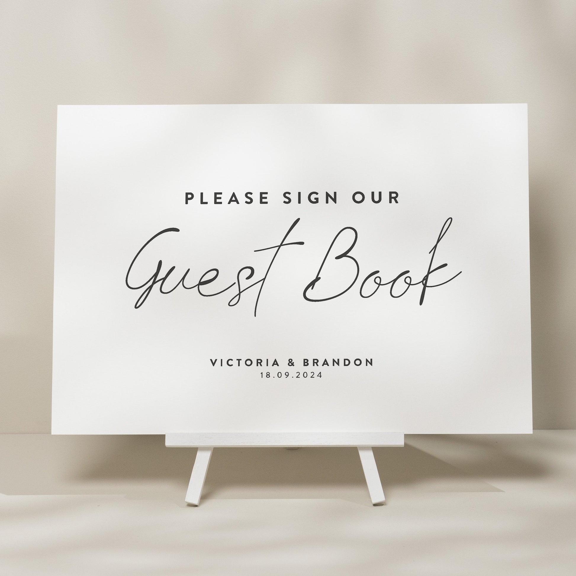 Minimalistic Wedding Guest Book Sign, Modern Calligraphy Sign For Wedding, Sign Our Wedding Day Guest Book, Elegant Wedding Sign &#39;Victoria&#39;