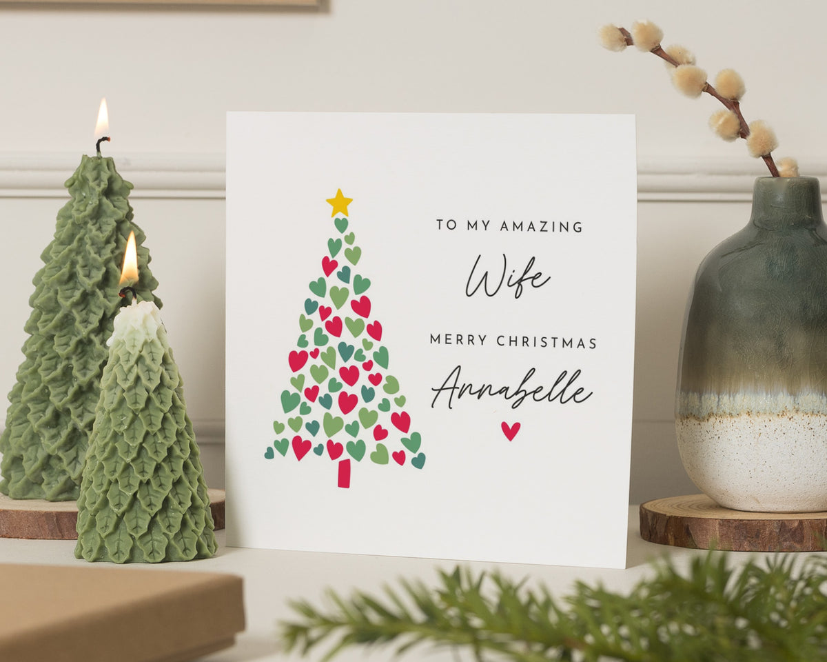 Christmas Card for Wife, Personalised Wife Christmas Card, Xmas Card for Her, Romantic Christmas Card, Custom Christmas Card for Women