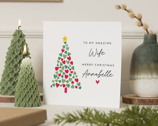 Christmas Card for Wife, Personalised Wife Christmas Card, Xmas Card for Her, Romantic Christmas Card, Custom Christmas Card for Women