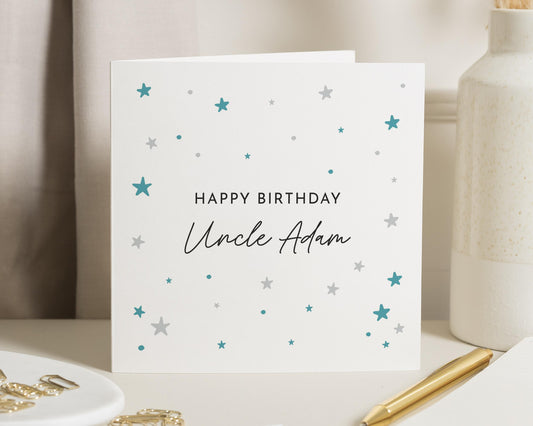 Birthday Card for Uncle, Uncle Birthday Card, Personalised Birthday Card for Him, Happy Birthday Card for Uncle, Star Birthday Card