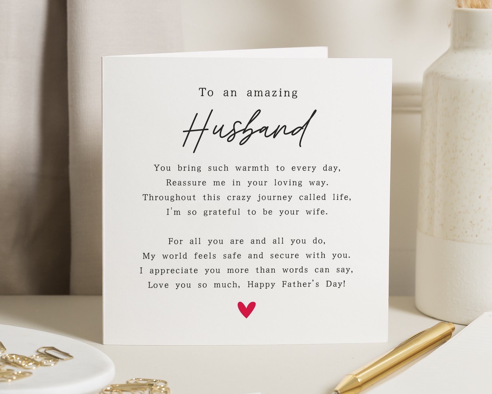 Fathers Day Card for Husband, Husband Fathers Day Card, From Wife Card, Romantic Fathers Day Card, Poem Card for Husband