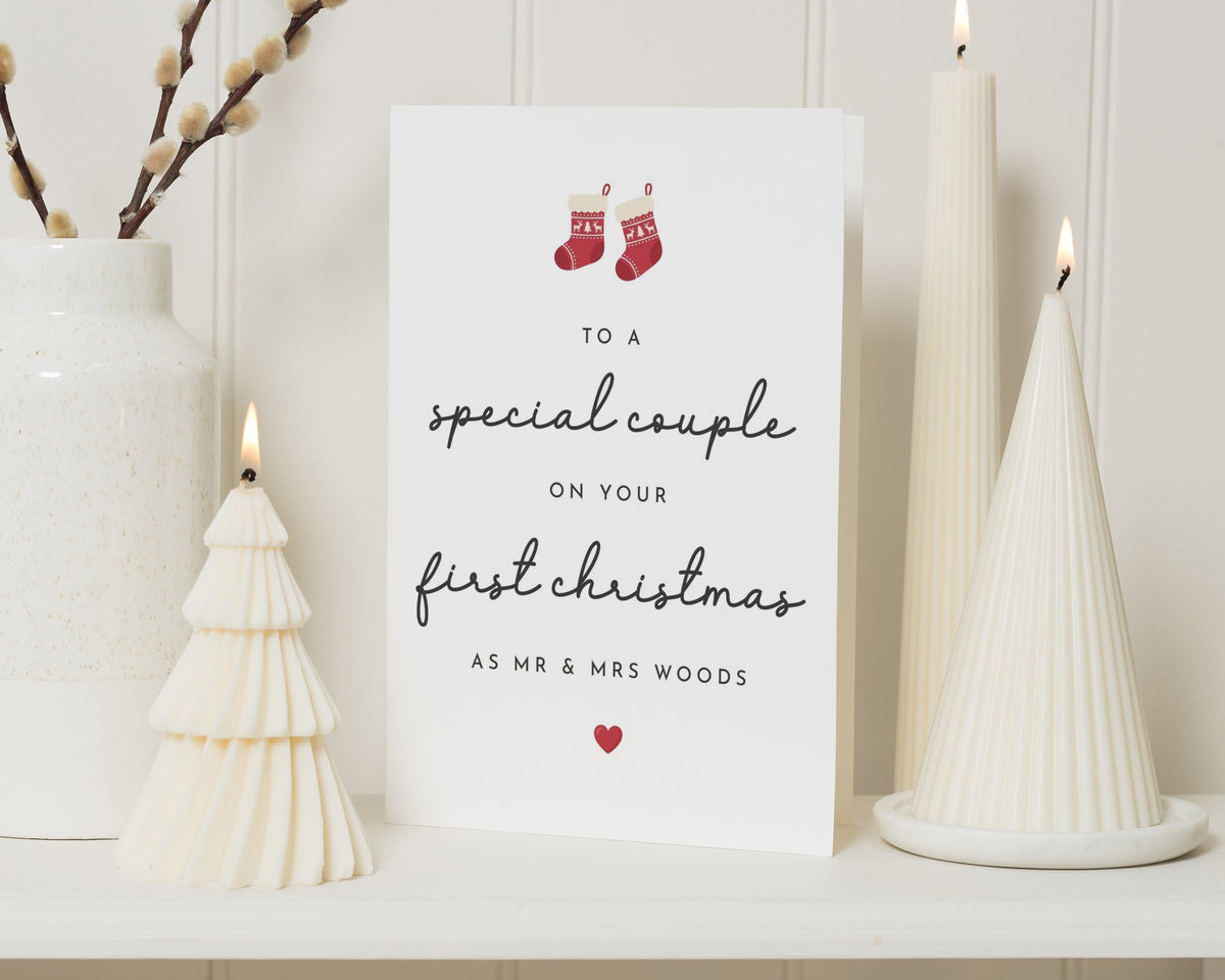 First Christmas Card for Couple, 1st Christmas Card, Personalised Christmas Card, Mr and Mrs Christmas Card, Newlywed Xmas Card