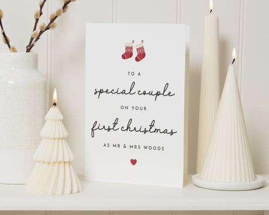 First Christmas Card for Couple, 1st Christmas Card, Personalised Christmas Card, Mr and Mrs Christmas Card, Newlywed Xmas Card