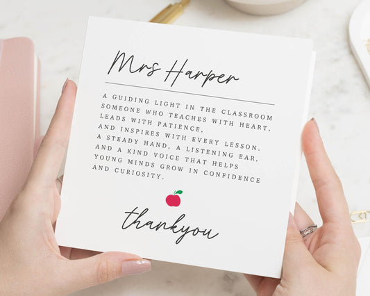 Teacher Thank You Card, Thank You Card for Teacher, Personalised Teacher Card, End of Term Card, Thank You Card for Her, Classroom Card