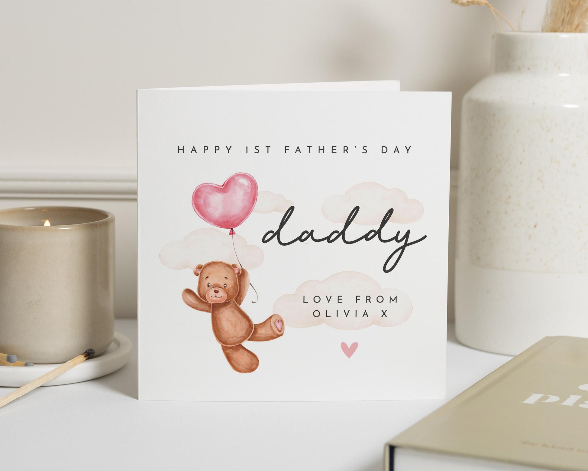1st Fathers Day Card from Baby, Daddy Fathers Day Card, Personalised Fathers Day Card, Cute Bear Card, Fathers Day Card for Dad