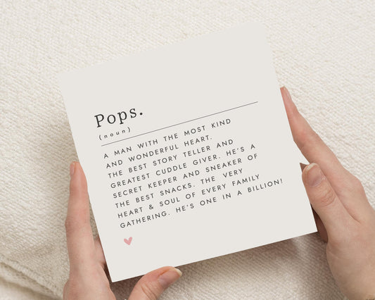 Fathers Day Card for Pops, Birthday Card for Pops, Card for Dad, Pops Definition Card, Cute Fathers Day Card, Personalised Card