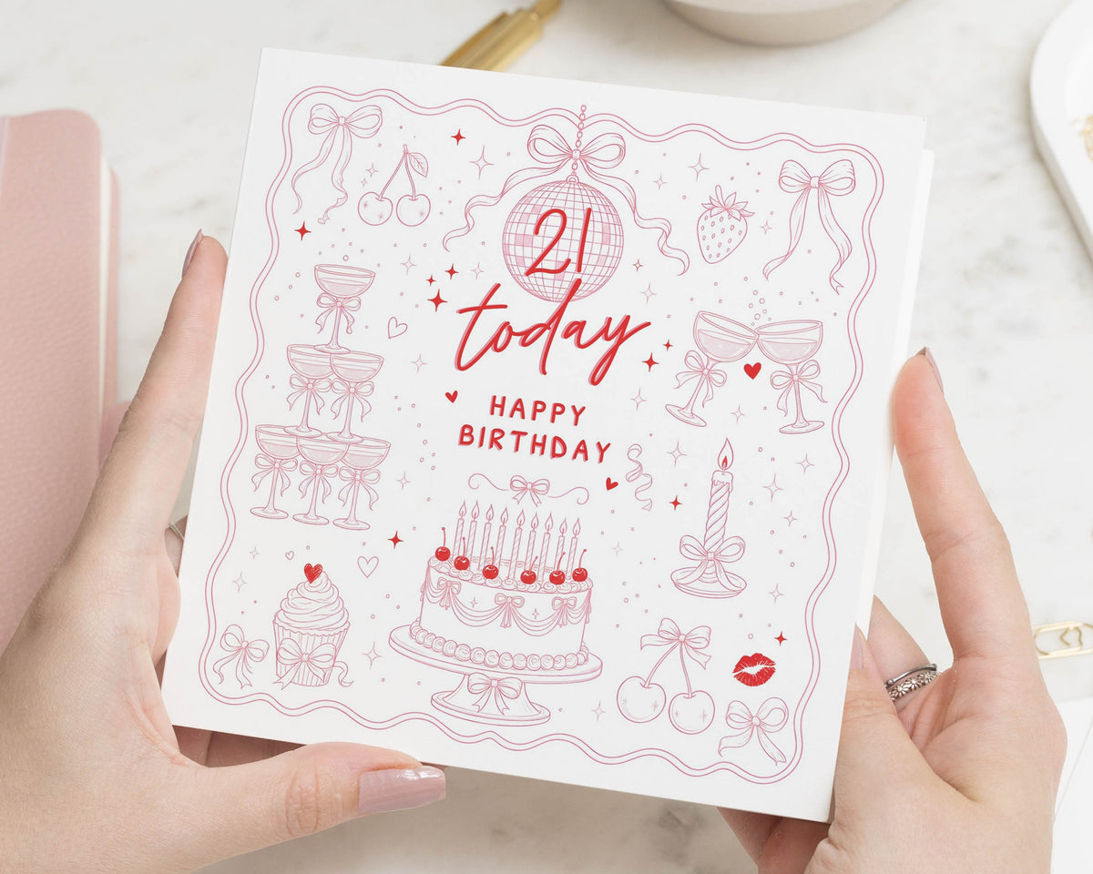 21st Birthday Card for Her, 21 Today Birthday Card, Birthday Card for Daughter, Sister or Friend, Cute 21st Birthday Cards for Women