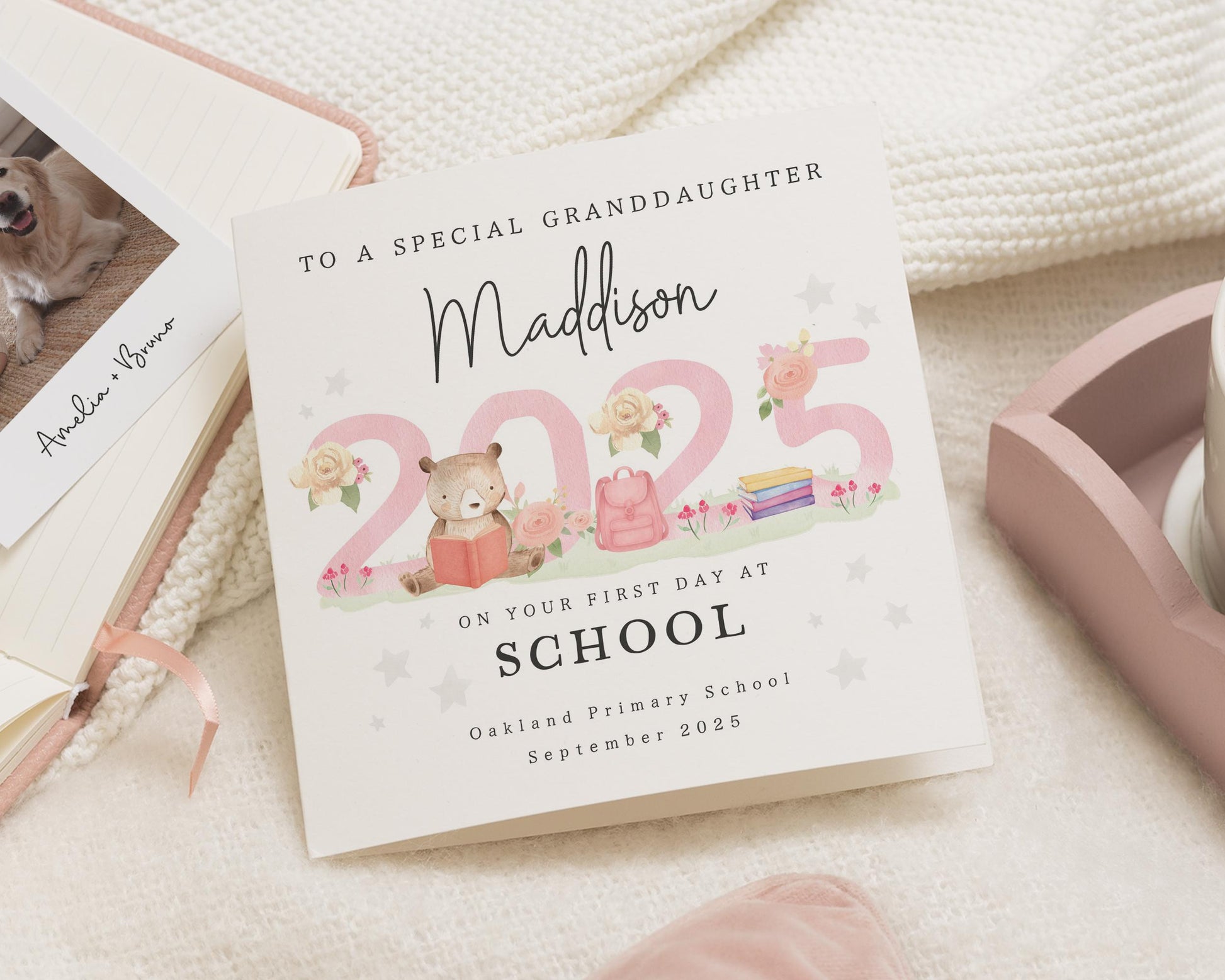 First Day At School Card For Granddaughter, Personalised School Card, 2025 Granddaughter Card, Special Granddaughter Card