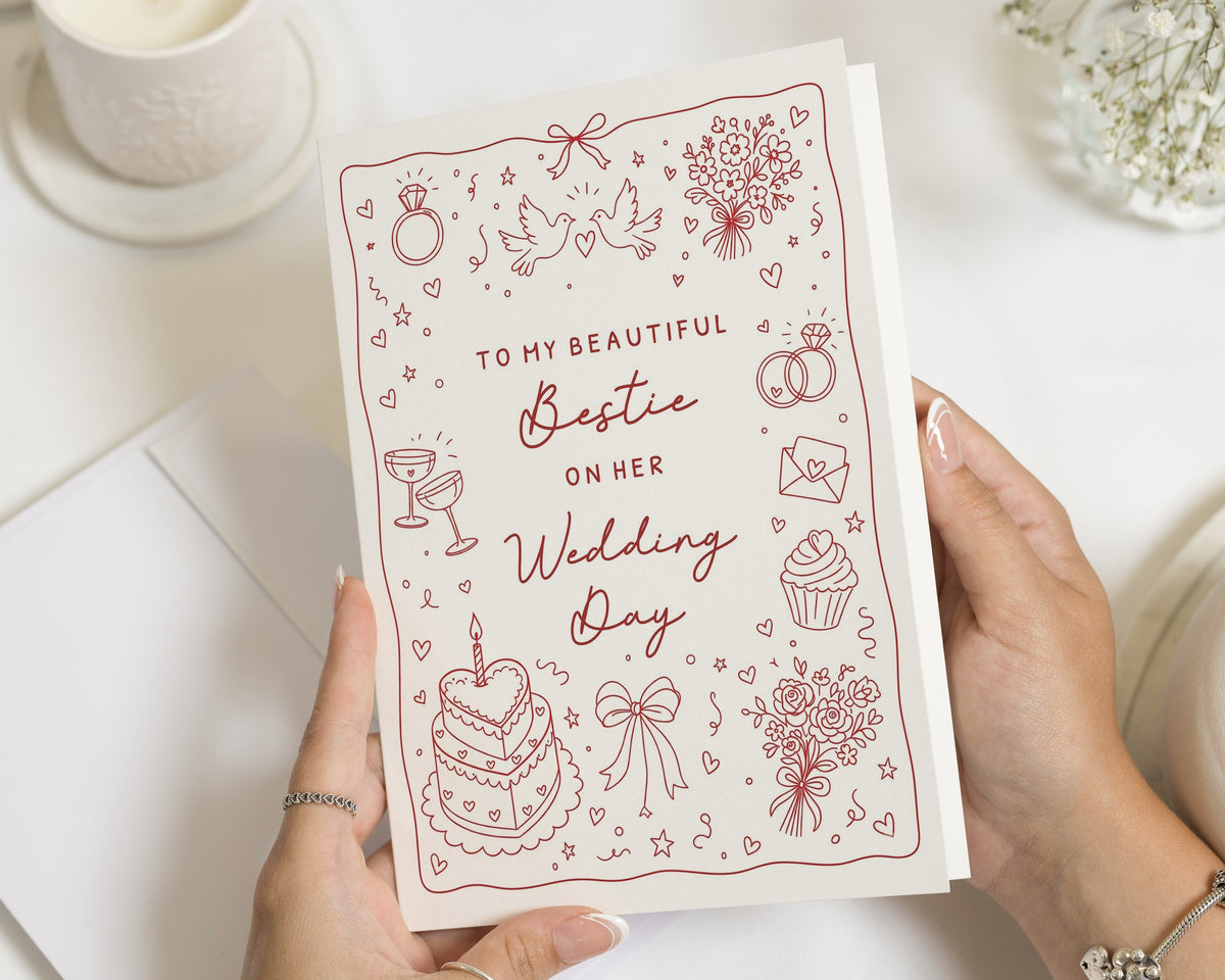 Wedding Card for Best Friend, Bestie Wedding Day Card, Card for Bride, Wedding Card for Her, Bridal Card, On Her Wedding Day
