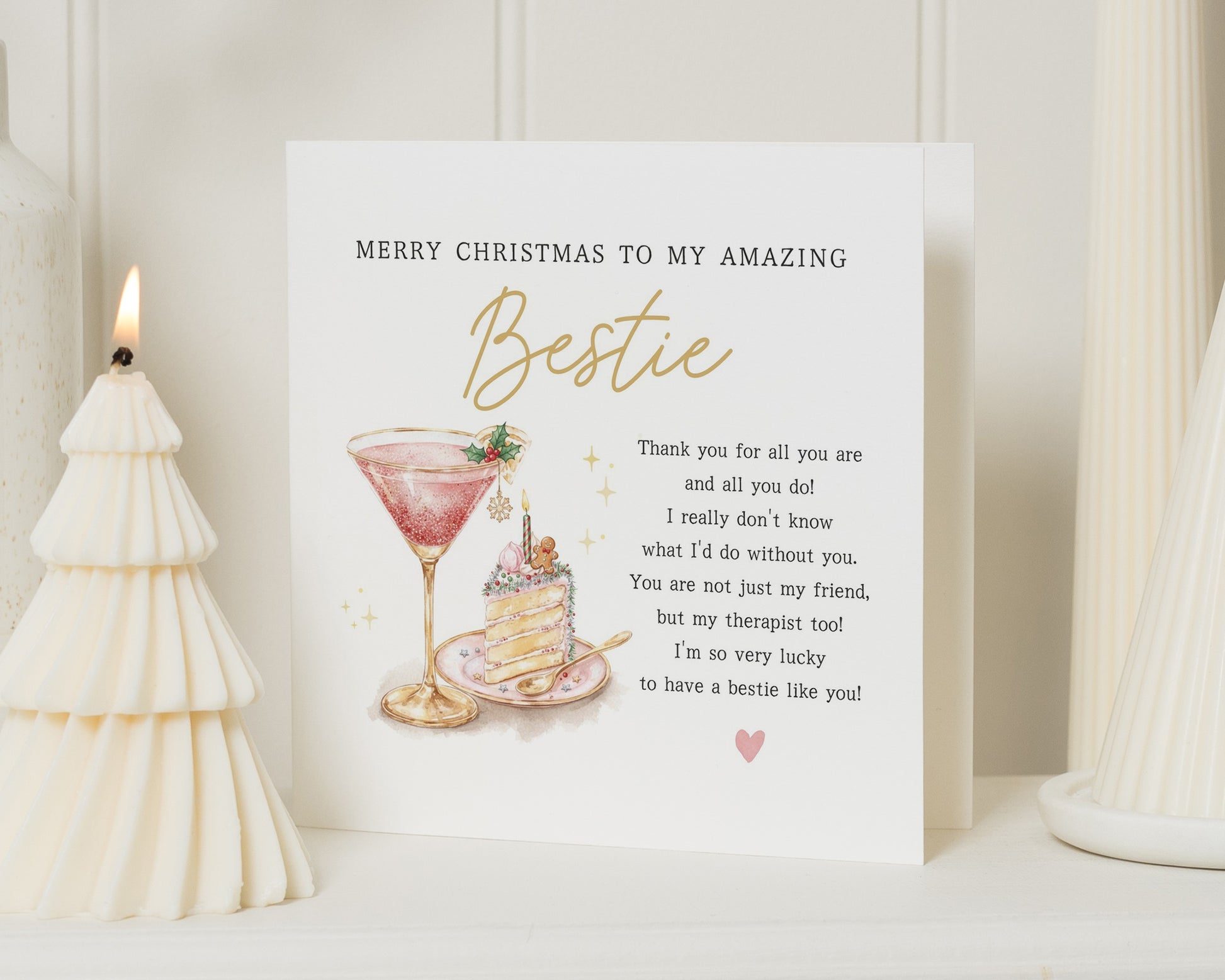Christmas Card for Best Friend, Merry Christmas Card for Bestie, Best Friend Christmas Card, Cute Christmas Card for Her
