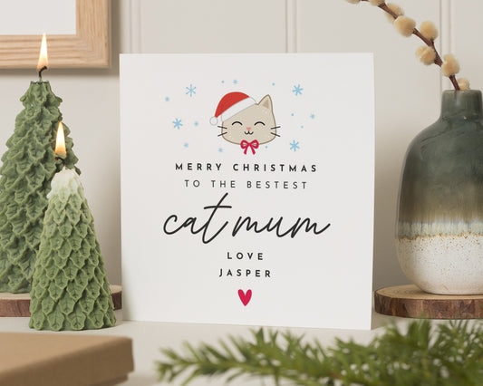 Christmas Card for Cat Mum, Cat Mum Christmas Card, Personalised Cat Lover Card, Christmas Card for Mum, Cute Cat Christmas Card
