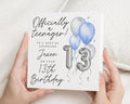 13th Birthday Card for Grandson, Officially a Teenager Card, Personalised Birthday Card for Boy, Balloon Birthday Card