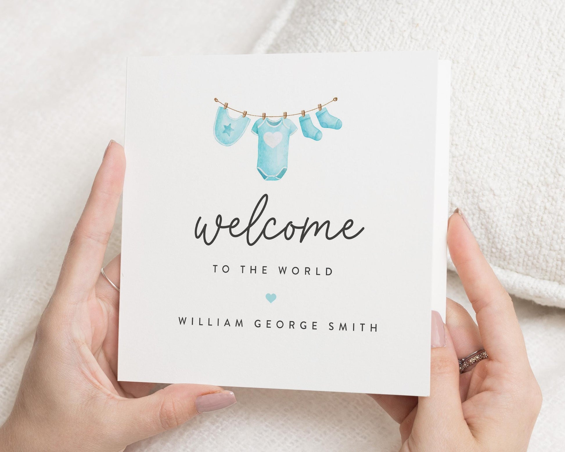 Congratulations New Baby Boy Card, Welcome To The World Baby Boy, Personalised New Baby Card, Friend Pregnancy Card, Welcome New Baby Boy