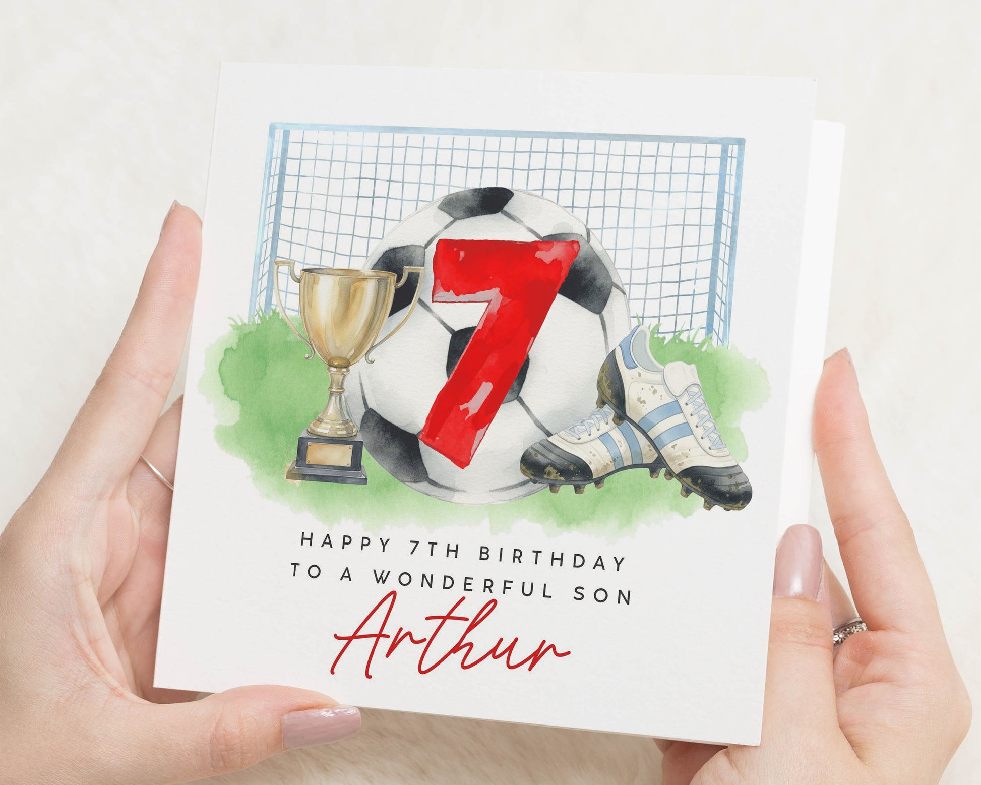 7th Birthday Card for Son, Football Birthday Card, Personalised Boys Birthday Card, 7th Birthday Card for Boy, Sports Birthday Card