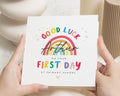 First Day School Card, Good Luck Card for Child, Personalised Primary School Card, Back to School Card, Rainbow School Card for Kids