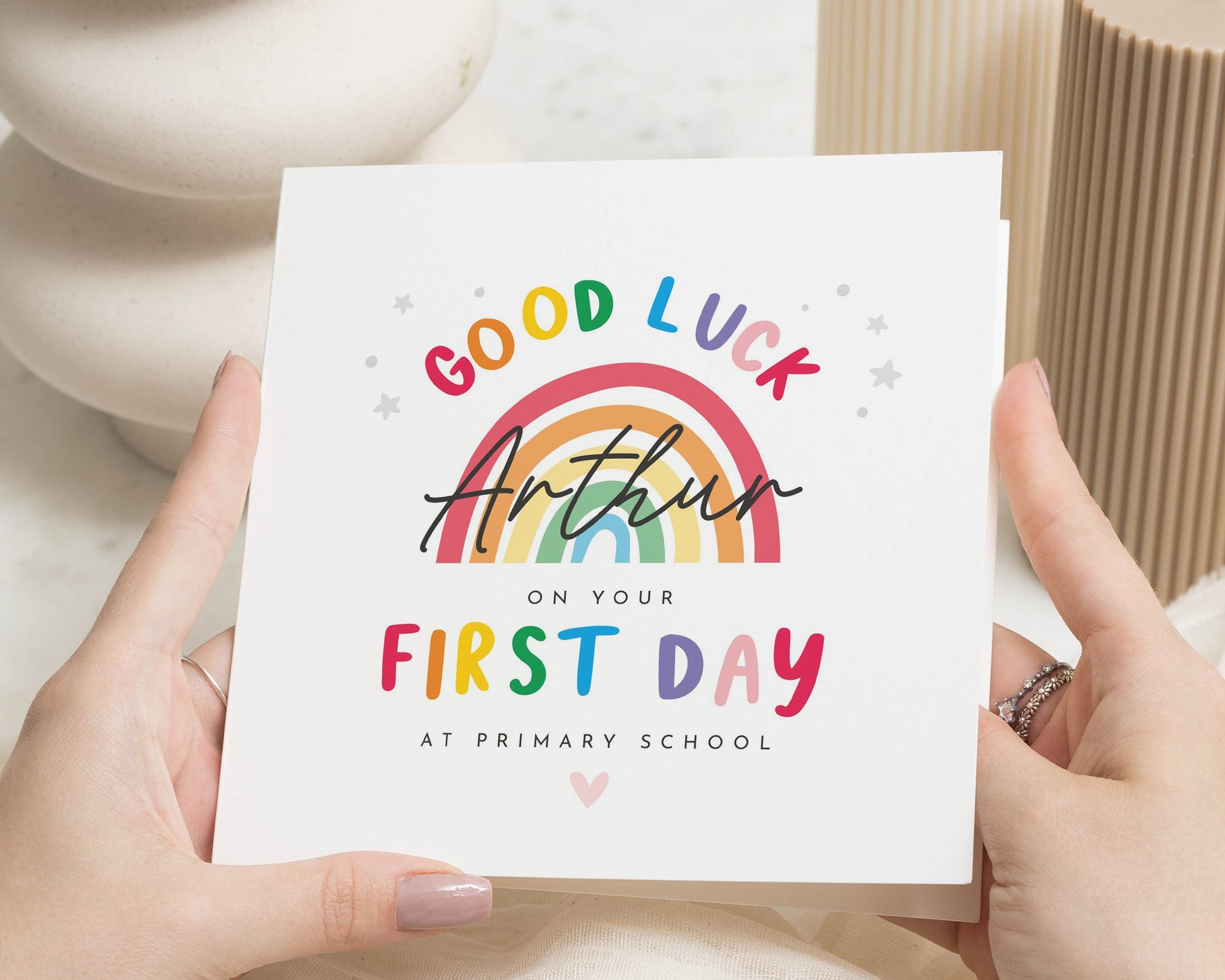 First Day School Card, Good Luck Card for Child, Personalised Primary School Card, Back to School Card, Rainbow School Card for Kids
