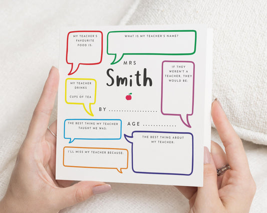 Personalised Teacher Thank You Card, End Of Term Card, Custom Teacher Card, Thank You Card For Teacher, Teacher Gift