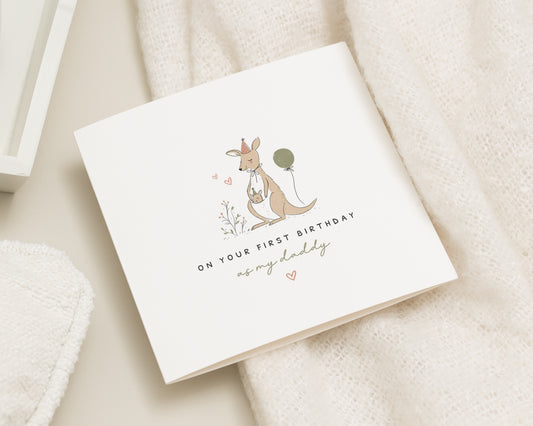 Daddy Birthday Card, First Birthday as My Daddy Card, Dad Birthday Card from Baby, New Dad Birthday Card, Cute Kangaroo Birthday Card