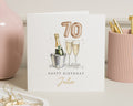 70th Birthday Card for Her, Personalised Birthday Card, Champagne Birthday Card, Birthday Card for Mum, Best Friend, Birthday Cards