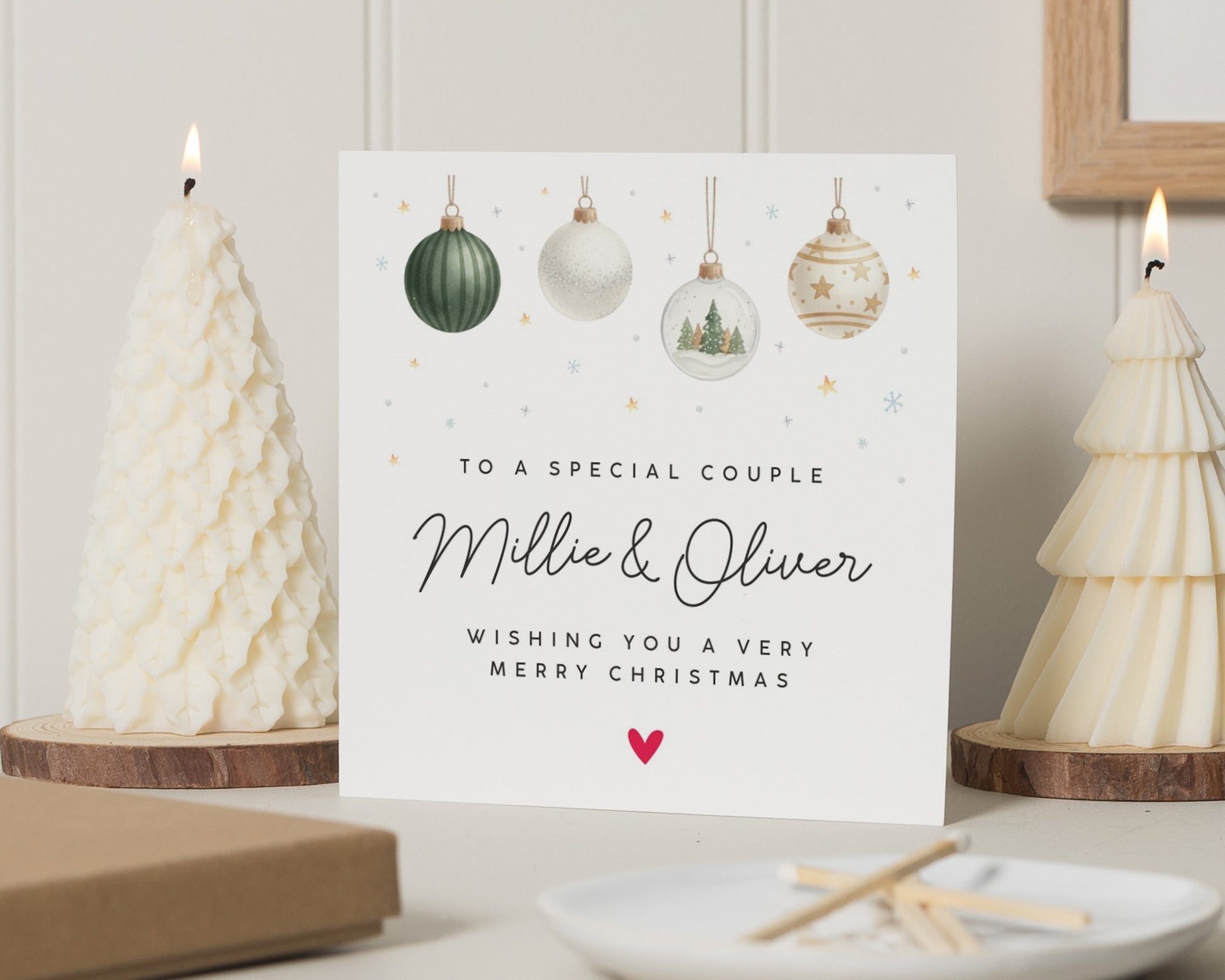 Christmas Card for Couple, Personalised Christmas Card, Special Couple Christmas Card, Merry Christmas Card, Bauble Card