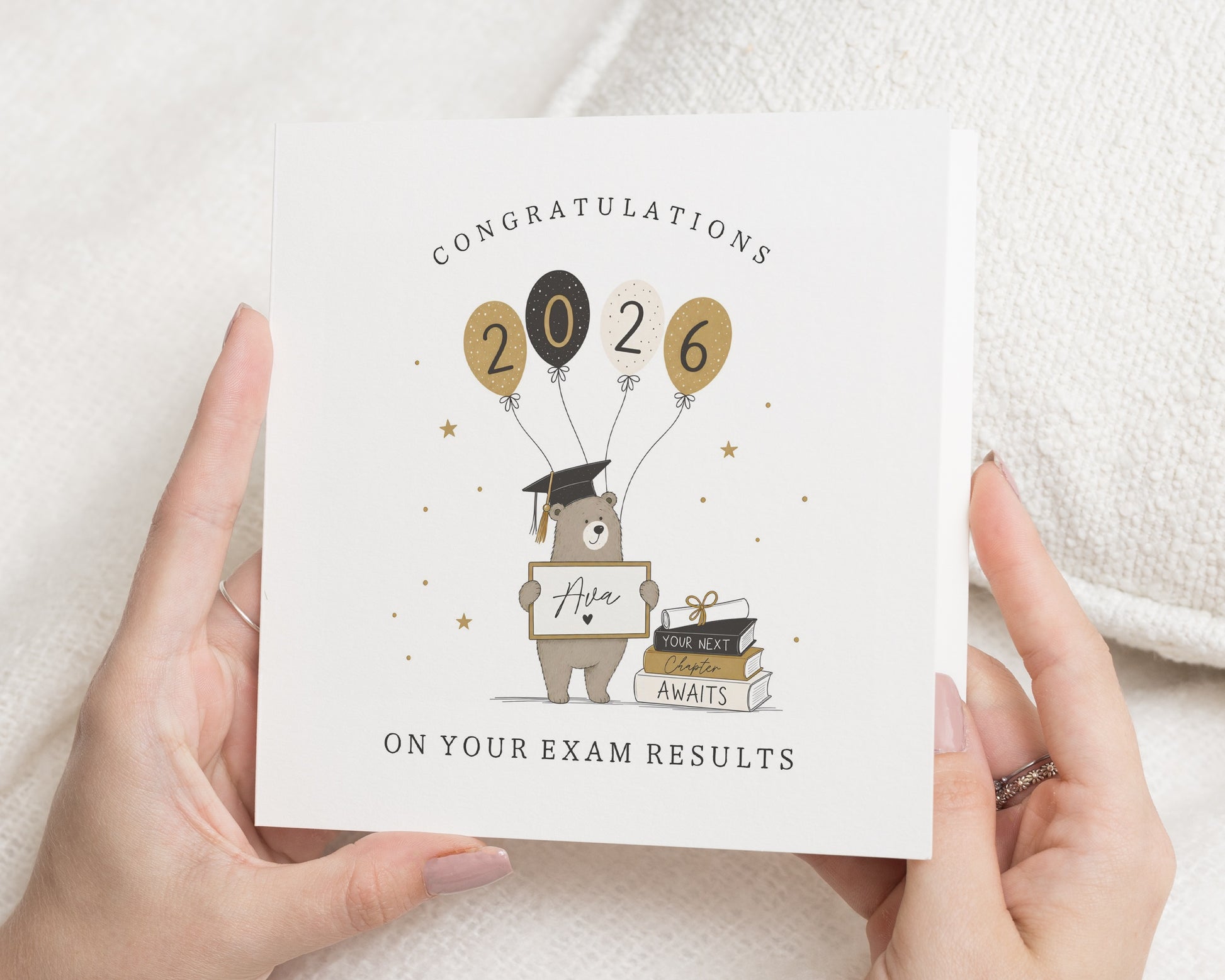 Exam Results Card, Personalised Congratulations Card, Graduation Card, Well Done Card, Class of 2026 Card, Bear Card for Student