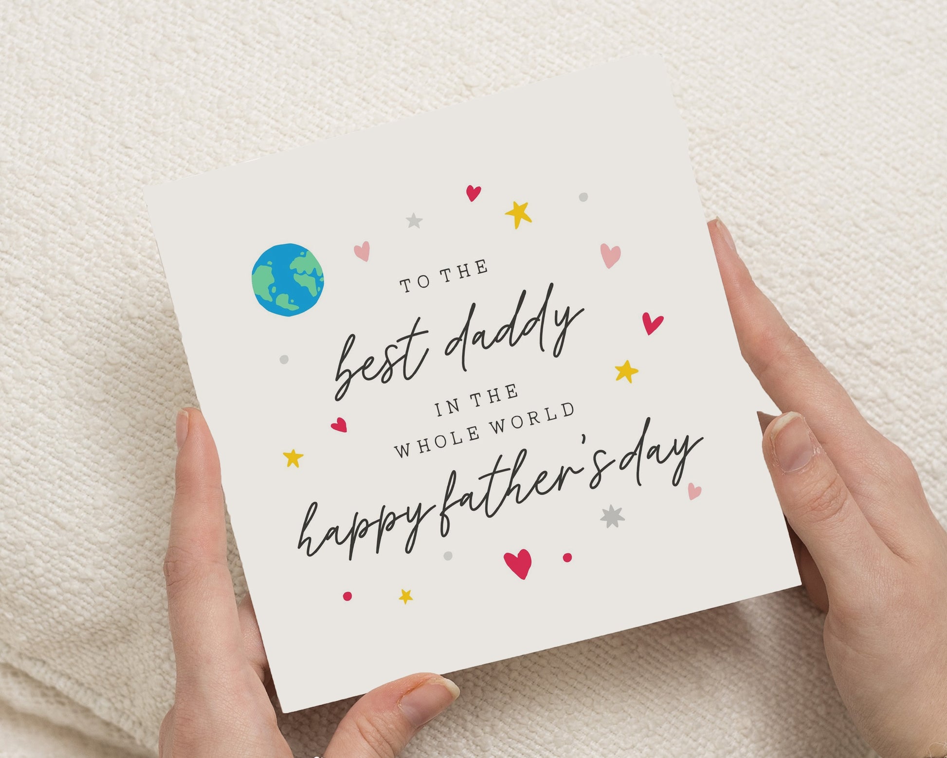 Fathers Day Card for Daddy, Best Daddy Fathers Day Card, Fathers Day Card from Kids, Cute World Card for Dad, Happy Fathers Day Card