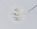Save The Date Sticker, Gold Foil Wedding Sticker, Personalised Save The Date, Wedding Envelope Seal, Custom Wedding Sticker