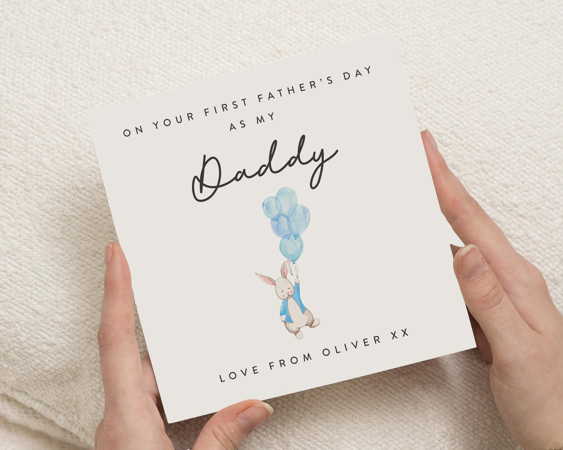 First Fathers Day Card, Personalised Fathers Day Card from Baby, Bunny Fathers Day Card, Daddy Card, Cute Fathers Day Card for Him