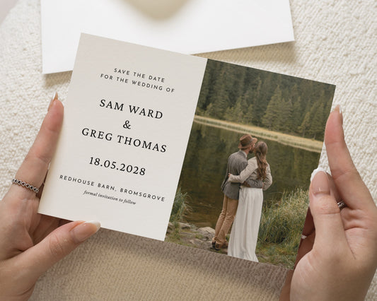 Personalised Save the Date Card, Wedding Save the Date, Photo Save the Date Cards, Simple Save the Date Cards, Minimal Save the Date