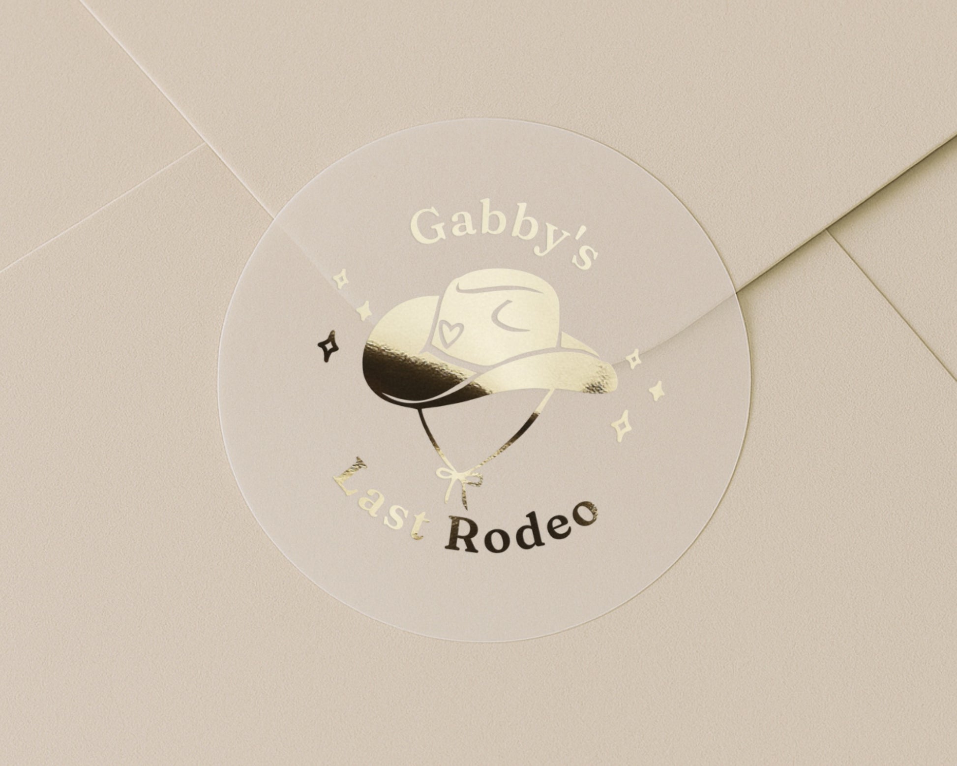 Last Rodeo Sticker, Hen Party Sticker, Personalised Foil Sticker, Western Party Sticker, Gold Foil Party Label, Custom Name Sticker