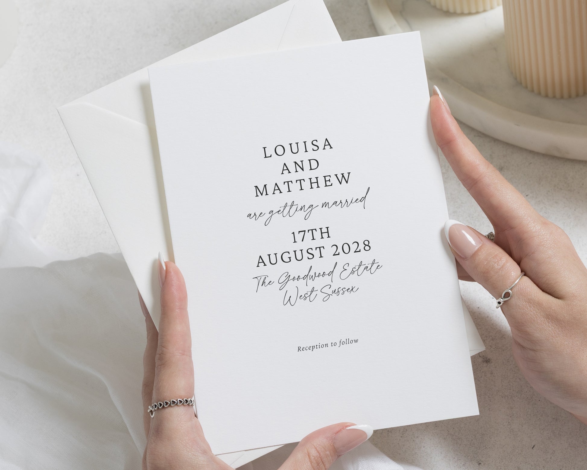 Minimalist Wedding Invitations, Simple Black and White Wedding Invite, Elegant Calligraphy Invitation Suite, Personalised Wedding Stationery