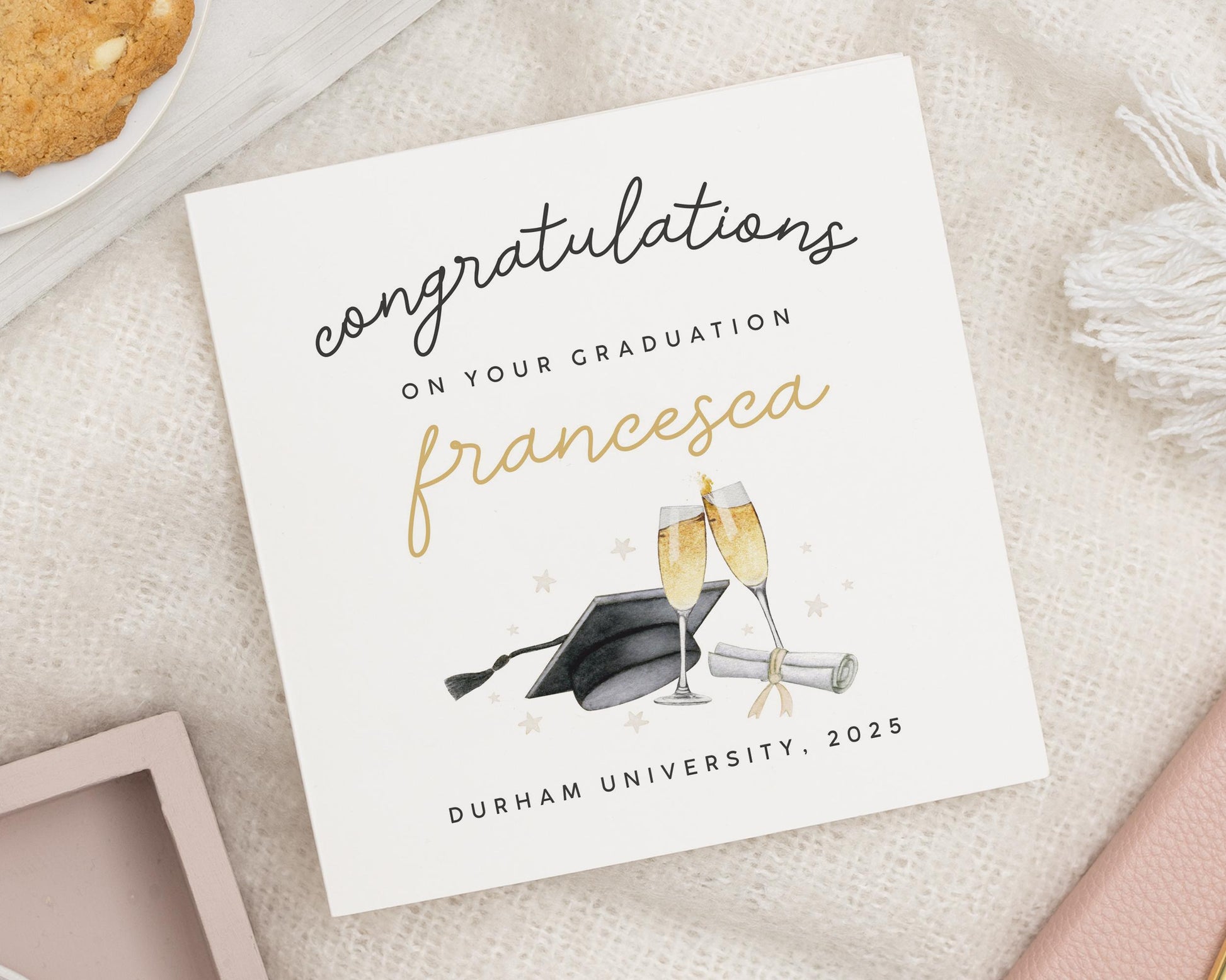 Graduation Card, Personalised Graduation Card, Graduation Card for Her, Champagne Graduation Card, University Graduation Card