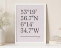 Personalised Coordinates Print, Pale Pink Wall Art, Custom Location Print, Wedding Gift for Couple, Anniversary Gift, Portrait Print