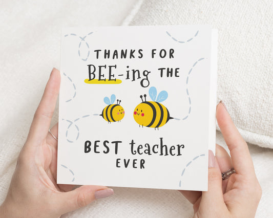 Thank You Teacher Card, Bee Teacher Card, Best Teacher Card, Cute Teacher Thank You Card, Teacher Appreciation Card