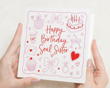 Soul Sister Birthday Card, Birthday Card for Sister, Best Friend Birthday Card, Birthday Card for Friend, Cute Birthday Card for Her