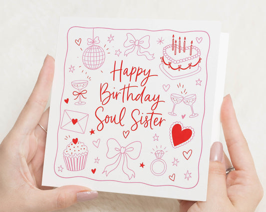 Soul Sister Birthday Card, Birthday Card for Sister, Best Friend Birthday Card, Birthday Card for Friend, Cute Birthday Card for Her