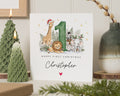 Personalised First Christmas Card, 1st Christmas Card for Baby, Safari Animal Christmas Card, Baby Boy Girl Christmas Card, Grandchild Card