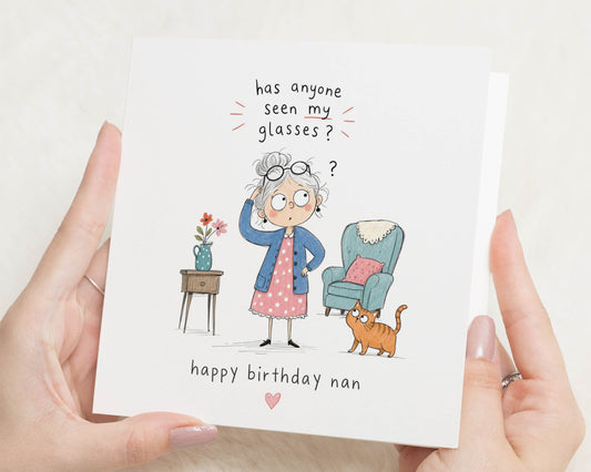 Birthday Card for Nan, Nan Birthday Card, Funny Birthday Card, Grandma Birthday Card, Birthday Card for Her, Cat Birthday Card