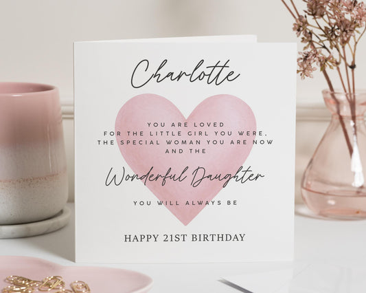 21st Birthday Card for Daughter, Personalised Birthday Card, Special Daughter Birthday Card, 21st Birthday Card for Her