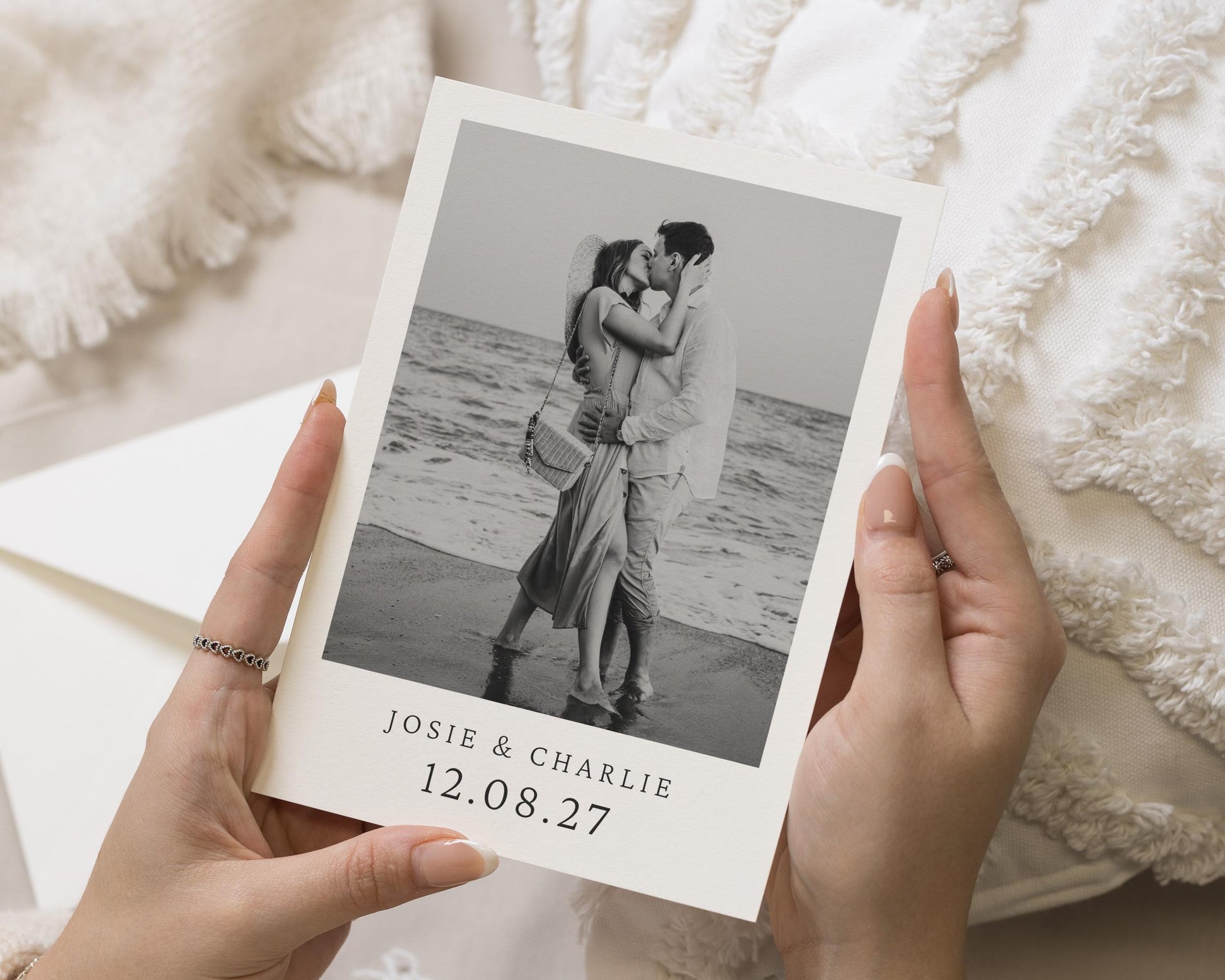 Personalised Save the Date Card, Photo Save the Date Card, Black and White Save the Date, Monochrome Save the Date, Simple Save the Date