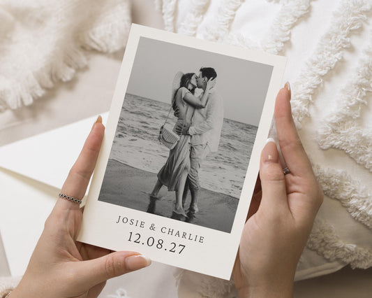 Personalised Save the Date Card, Photo Save the Date Card, Black and White Save the Date, Monochrome Save the Date, Simple Save the Date