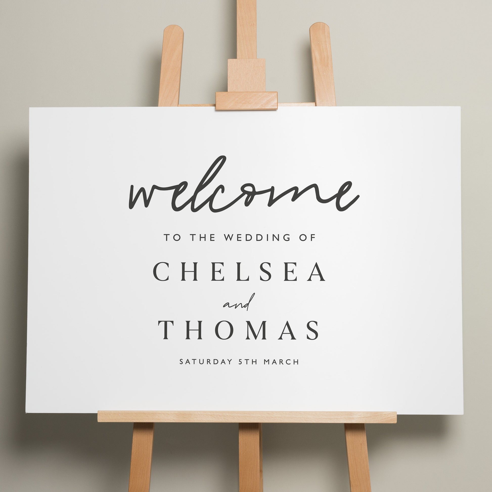 Wedding Welcome Sign, A1 Wedding Sign, Calligraphy Wedding Signage, Personalised Modern Welcome Sign, Minimalist Wedding Design &#39;Chelsea&#39;