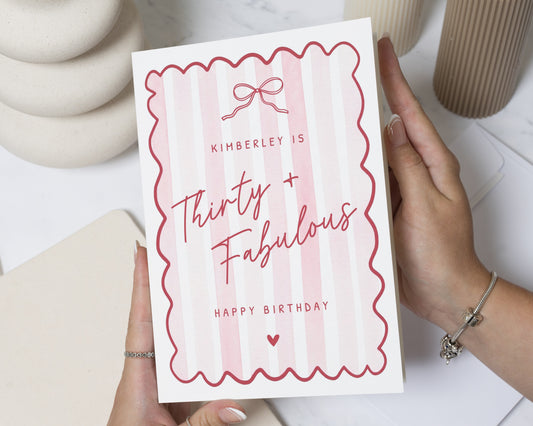 30th Birthday Card for Her, Personalised Birthday Card, Thirty Birthday Card, Birthday Card for Friend, Daughter, Sister, Mum