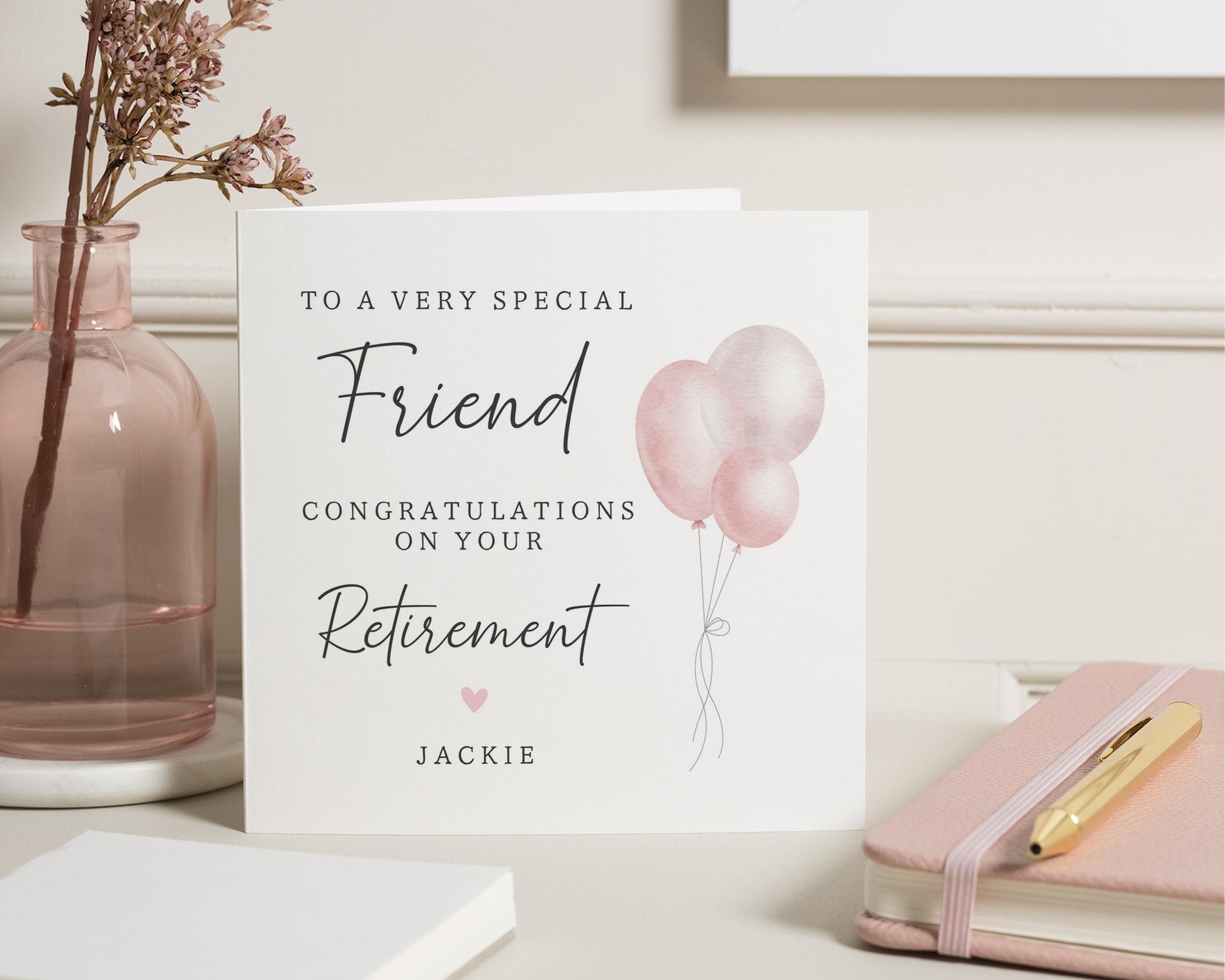 Retirement Card for Friend, Personalised Retirement Card, Congratulations Card, Retirement Card for Her, Balloon Card, Special Friend Card