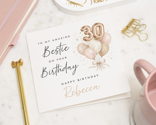 30th Birthday Card for Best Friend, Personalised 30th Birthday Card, Birthday Card for Her, Bestie Birthday Card, 30th Birthday Cards