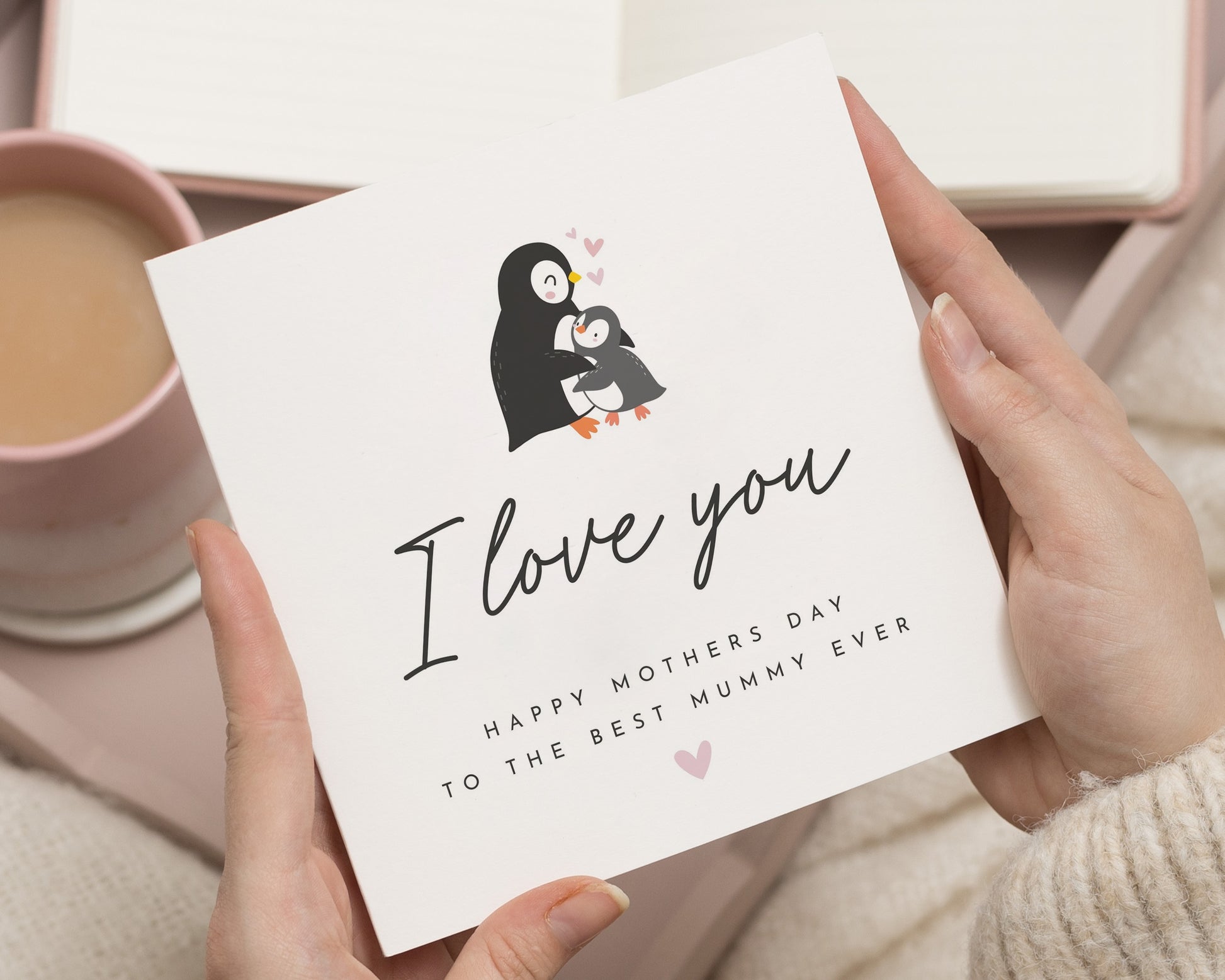 Mothers Day Card, I Love You Card, Penguin Card, Mothers Day Card from Daughter, Cute Mothers Day Card, Card for Mum, Best Mummy Card