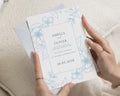 Dusty Blue Floral Wedding Invitations, Botanical Wedding Invite, Elegant Garden Wedding Stationery, Personalised Invitation Suite